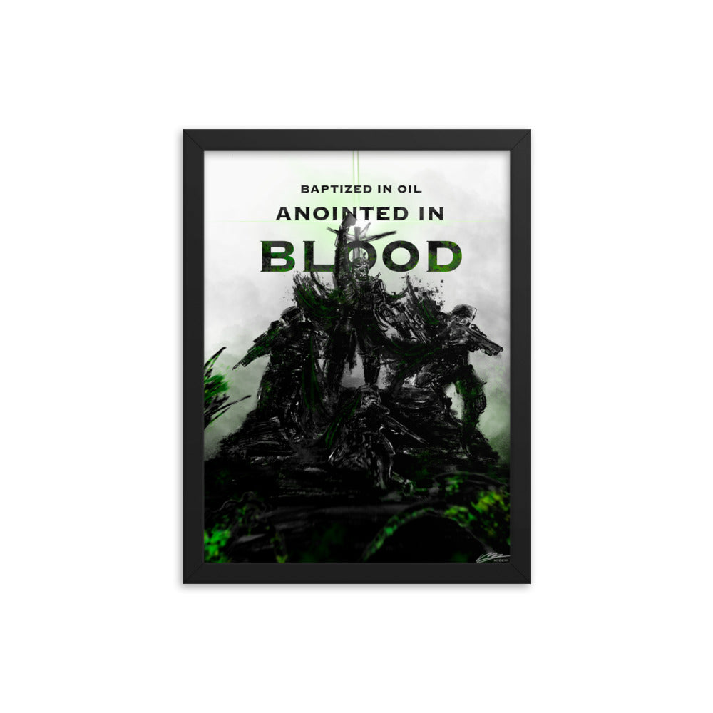 Baptized In Oil - Framed Helldivers 2 Original Fan Illustration - 12x16, 18x24, Enhanced Matte Print in Ayous Wood Frame