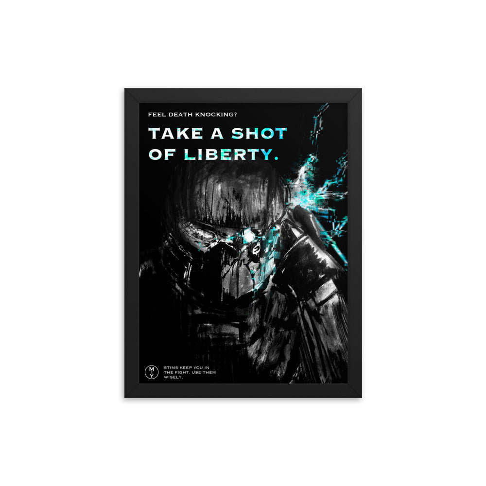 Shot Of Liberty - Framed Helldivers 2 Original Fan Illustration - 12x16, 18x24, Enhanced Matte Print in Ayous Wood Frame