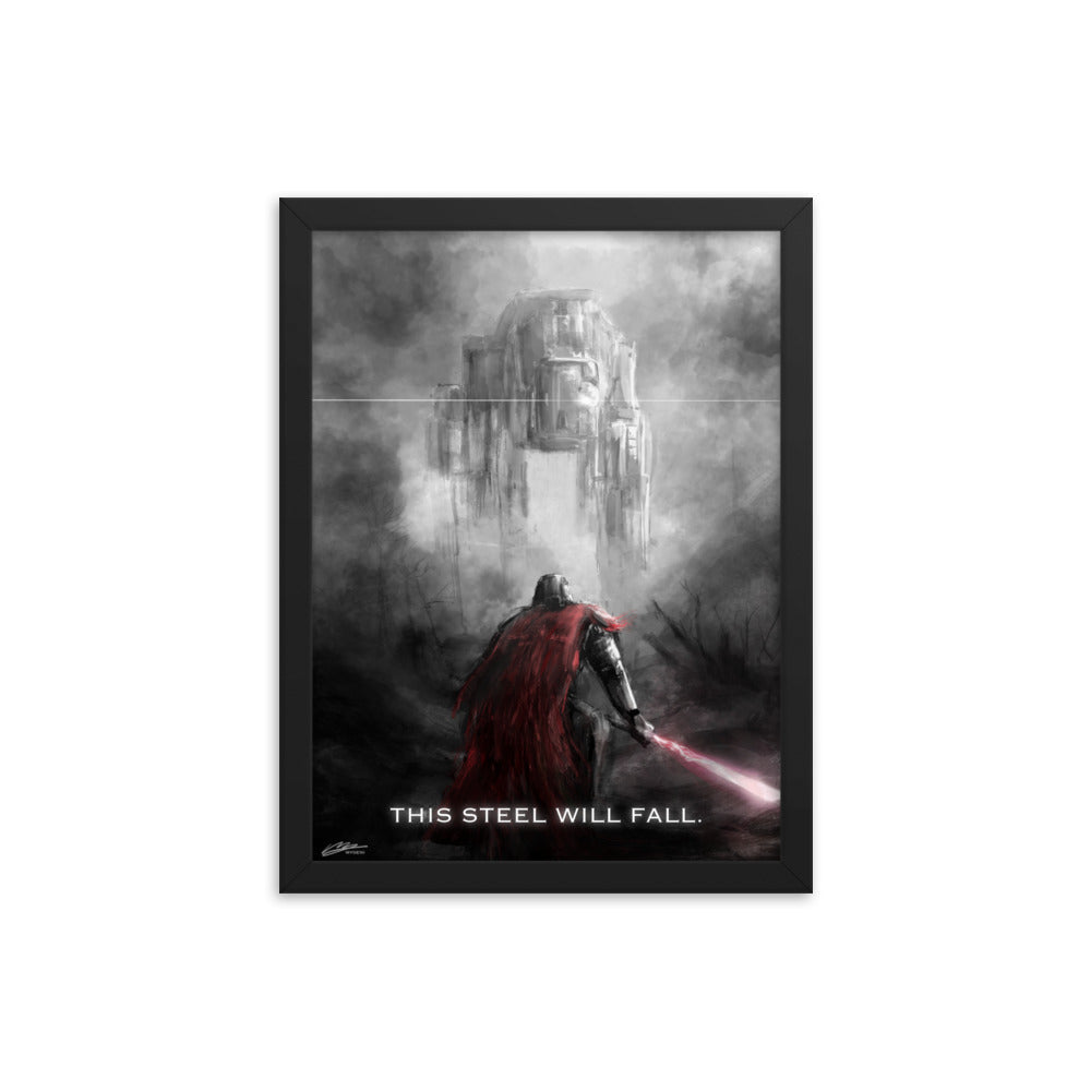 This Steel Will Fall - Framed Helldivers 2 Original Fan Illustration - 12x16, 18x24, Enhanced Matte Print in Ayous Wood Frame