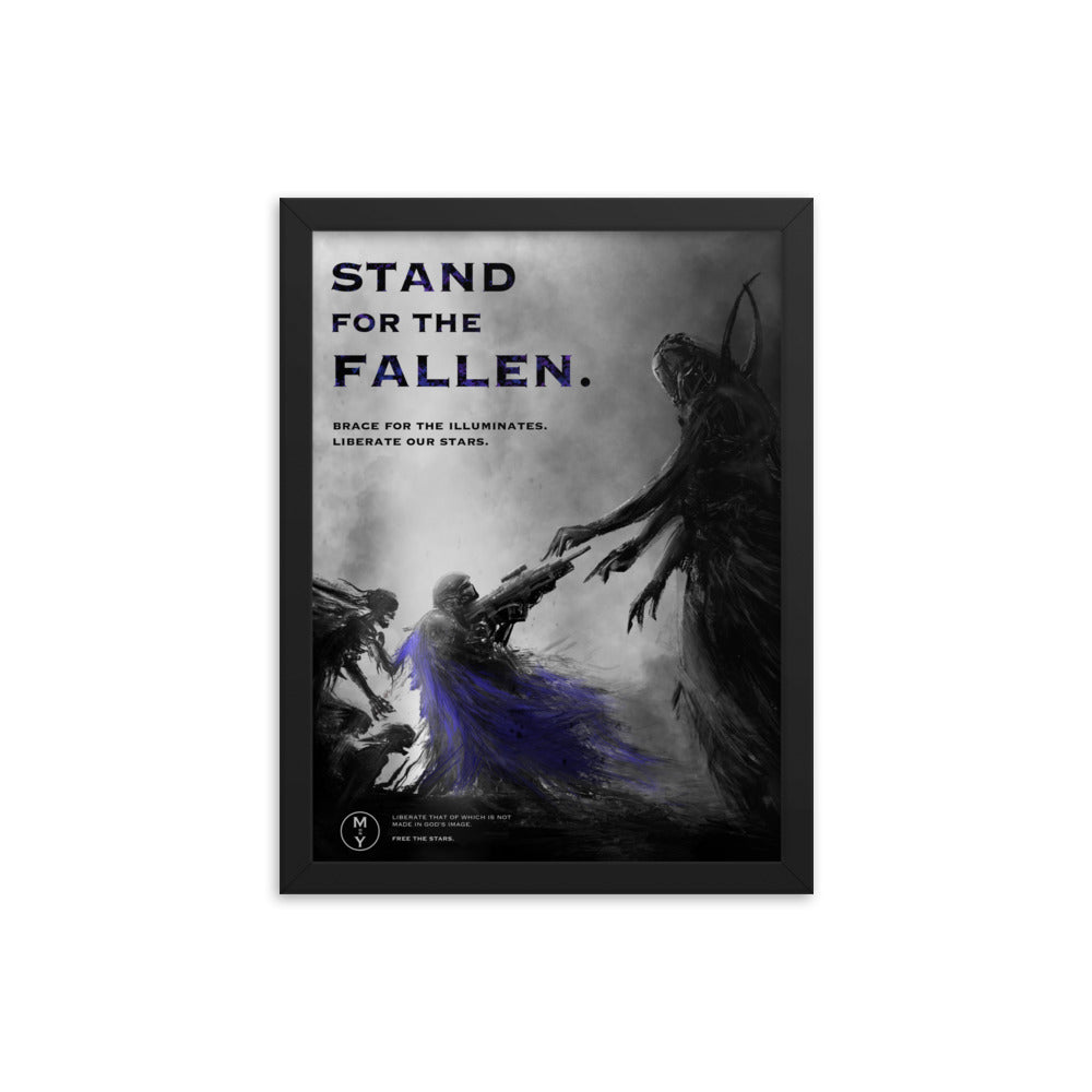 Stand For The Fallen - Framed Helldivers 2 Original Fan Illustration - 12x16, 18x24, Enhanced Matte Print in Ayous Wood Frame