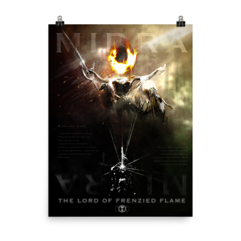 Remembrance Of Midra, The Lord Of Frenzied Flame - Original Fan Illustration - 12x16, 18x24, Enhanced Matte Print