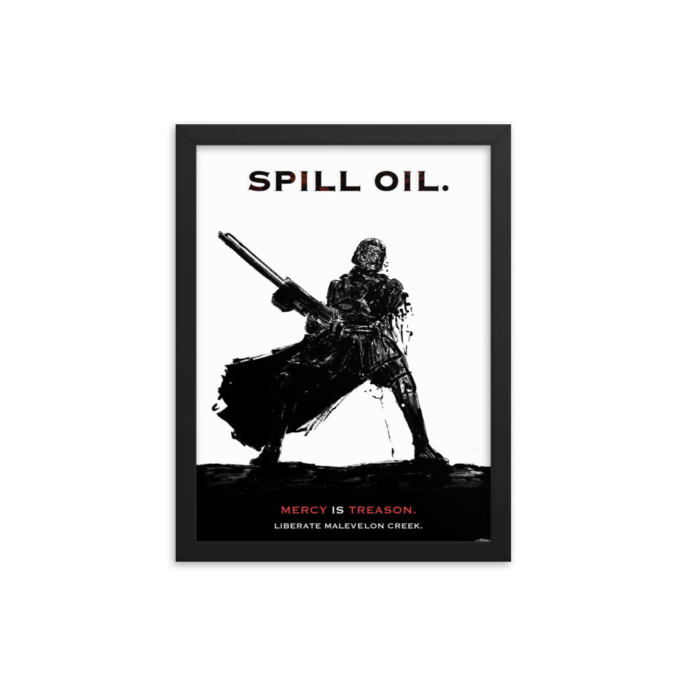 Spill Oil - Framed Helldivers 2 Original Fan Illustration - 12x16, 18x24, Enhanced Matte Print in Ayous Wood Frame