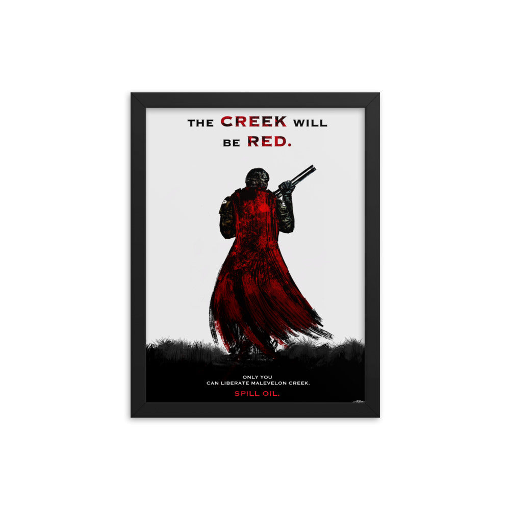 The Creek Will Be Red - Framed Helldivers 2 Original Fan Illustration - 12x16, 18x24, Enhanced Matte Print in Ayous Wood Frame