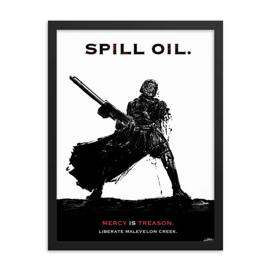 Spill Oil - Framed Helldivers 2 Original Fan Illustration - 12x16, 18x24, Enhanced Matte Print in Ayous Wood Frame