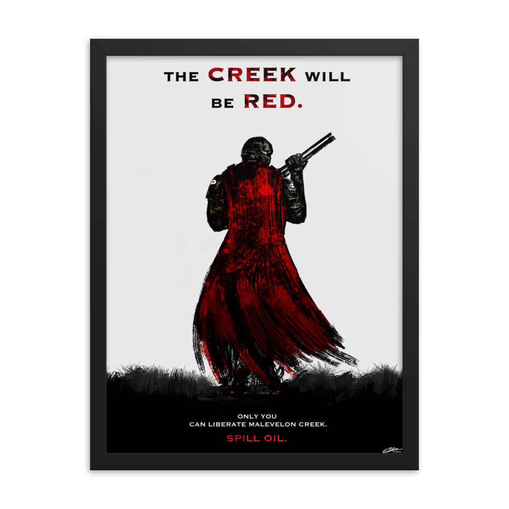 The Creek Will Be Red - Framed Helldivers 2 Original Fan Illustration - 12x16, 18x24, Enhanced Matte Print in Ayous Wood Frame