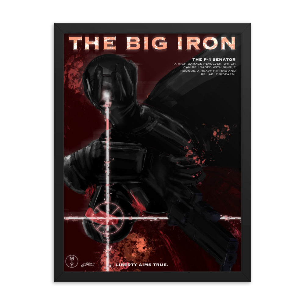 The Big Iron - Framed Helldivers 2 Original Fan Illustration - 12x16, 18x24, Enhanced Matte Print in Ayous Wood Frame