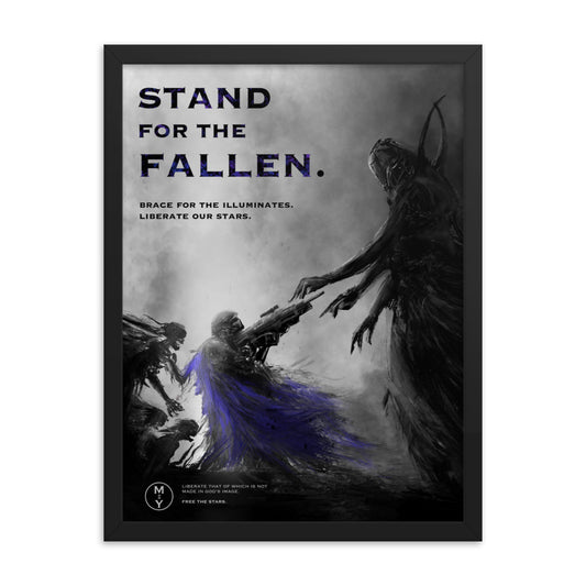 Stand For The Fallen - Framed Helldivers 2 Original Fan Illustration - 12x16, 18x24, Enhanced Matte Print in Ayous Wood Frame