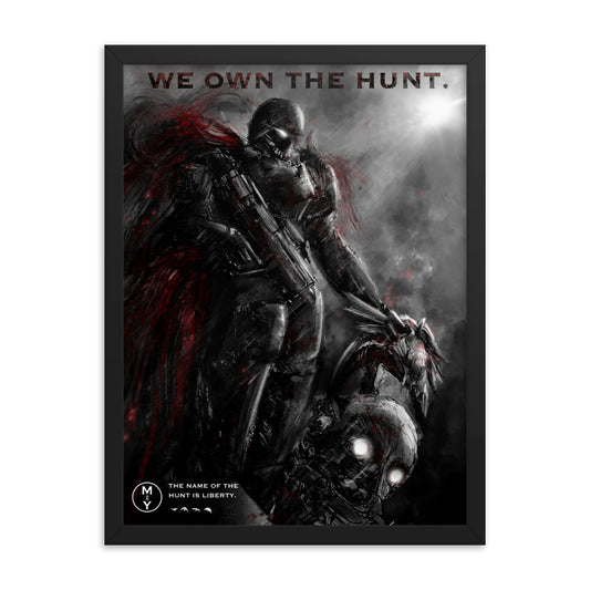 We Own The Hunt - Framed Helldivers 2 Original Fan Illustration - 12x16, 18x24, Enhanced Matte Print in Ayous Wood Frame