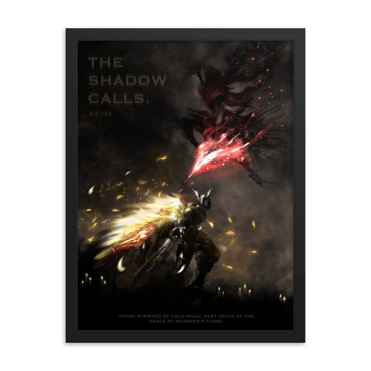 The Shadow Calls - Original Elden Ring Fan Illustration - 12x16, 18x24, Enhanced Matte Print in Ayous Wood Frame