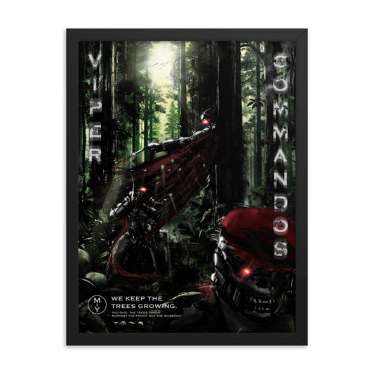 Viper Commandos - Framed Helldivers 2 Original Fan Illustration - 12x16, 18x24, Enhanced Matte Print in Ayous Wood Frame