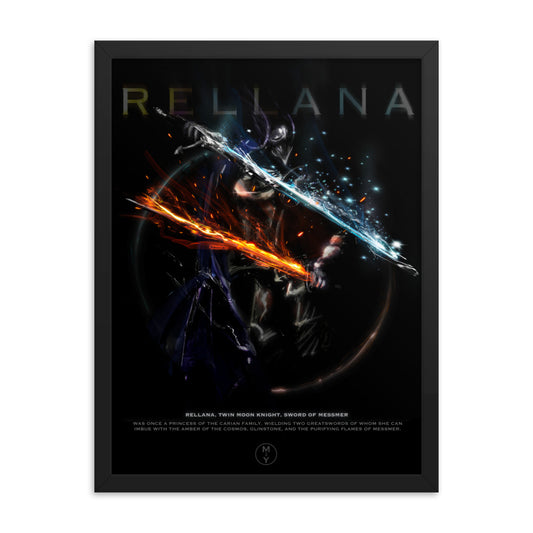 Remembrance Of Rellana, Twin Moon Knight - Original Elden Ring Fan Illustration - 12x16, 18x24, Enhanced Matte Print in Ayous Wood Frame