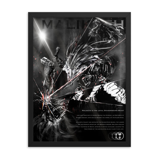 Remembrance Of Maliketh, The Black Blade - Original Elden Ring Fan Illustration - 12x16, 18x24, Enhanced Matte Print in Ayous Wood Frame