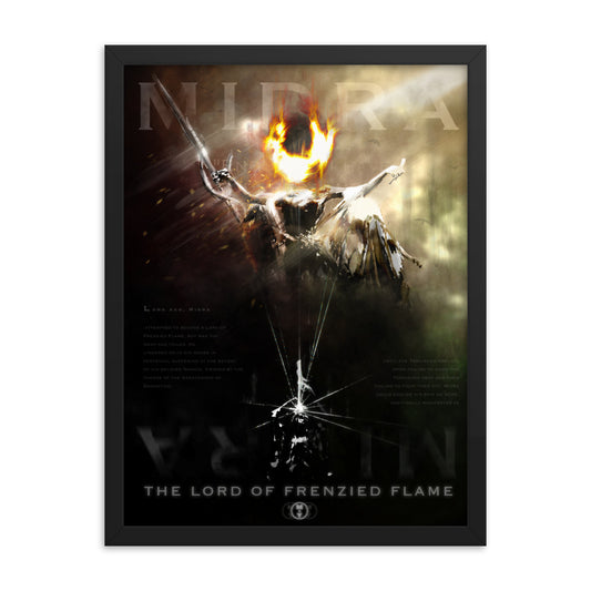 Remembrance Of Midra, The Lord Of Frenzied Flame - Original Elden Ring Fan Illustration - 12x16, 18x24, Enhanced Matte Print in Ayous Wood Frame