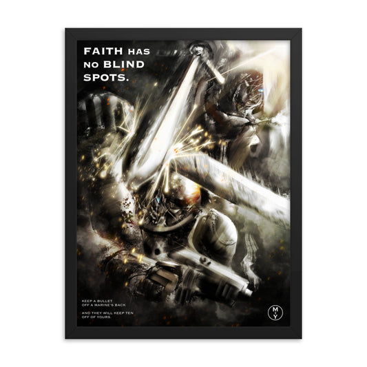 Brethren Faith - Framed WH40K Original Fan Illustration - 12x16, 18x24, Enhanced Matte Print in Ayous Wood Frame