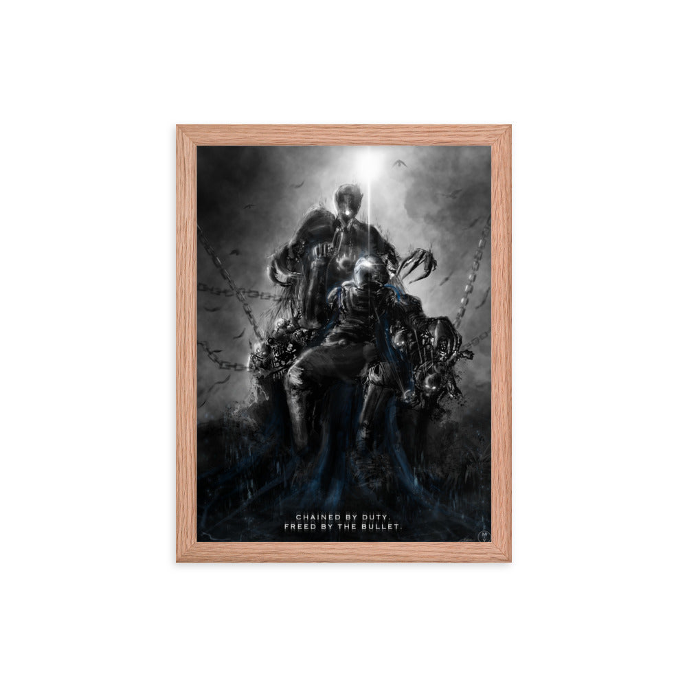 Freed By The Bullet - Framed Helldivers 2 Original Fan Illustration - 12x16, 18x24, Enhanced Matte Print in Ayous Wood Frame