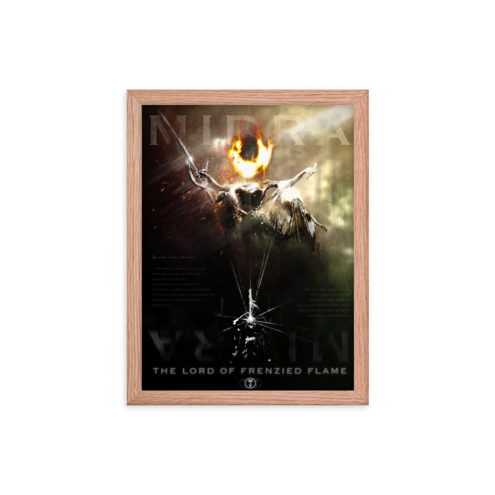 Remembrance Of Midra, The Lord Of Frenzied Flame - Original Elden Ring Fan Illustration - 12x16, 18x24, Enhanced Matte Print in Ayous Wood Frame