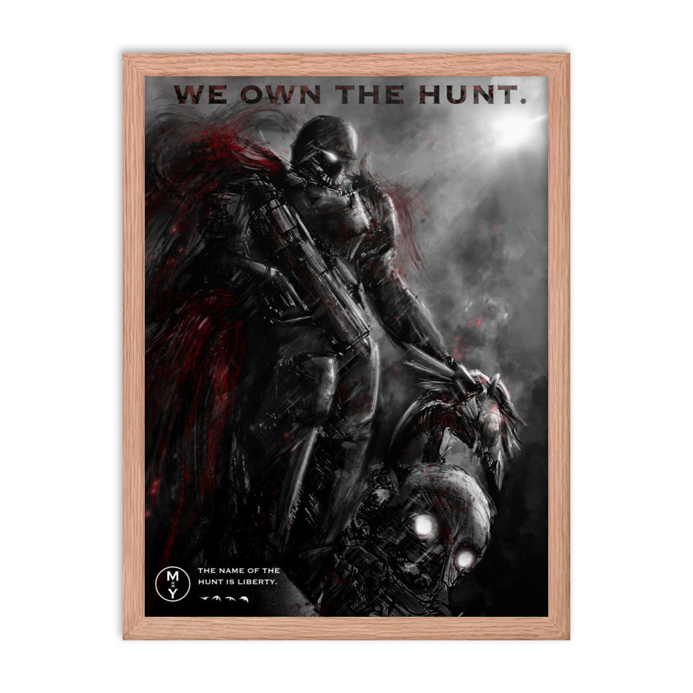 We Own The Hunt - Framed Helldivers 2 Original Fan Illustration - 12x16, 18x24, Enhanced Matte Print in Ayous Wood Frame