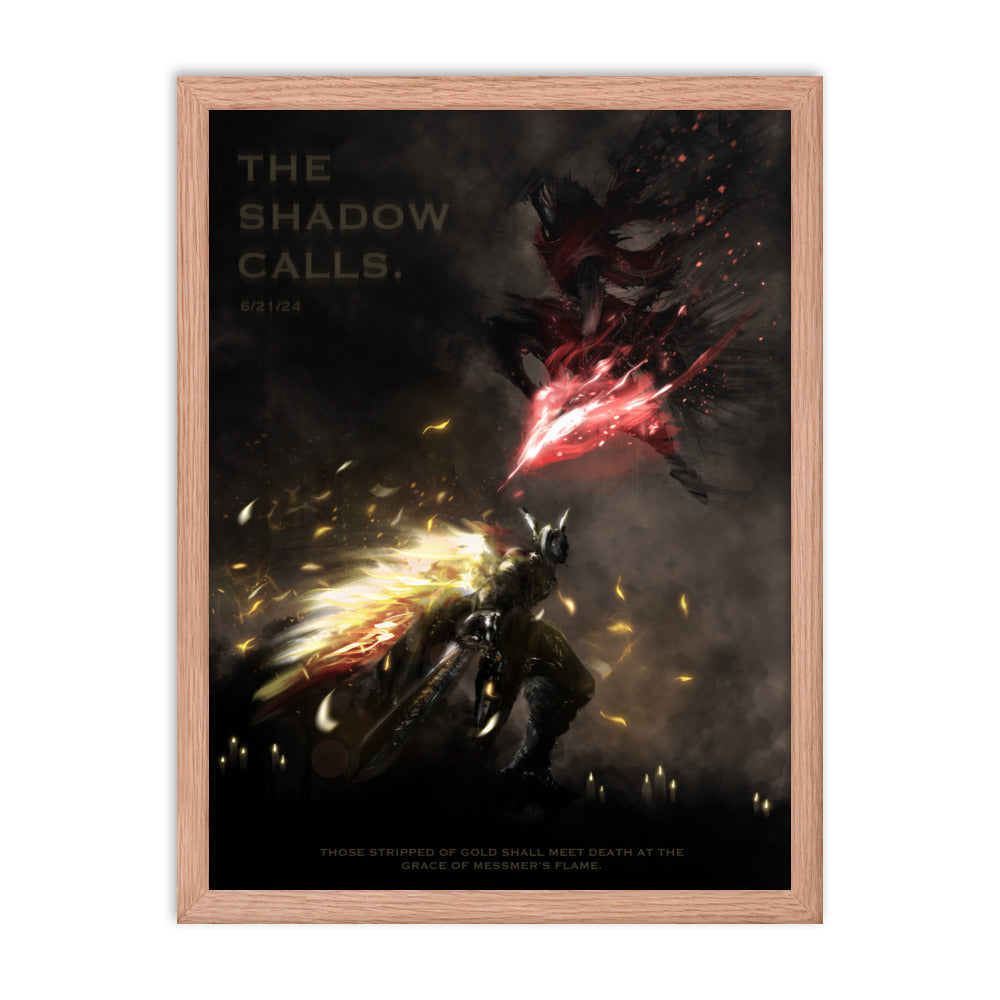 The Shadow Calls - Original Elden Ring Fan Illustration - 12x16, 18x24, Enhanced Matte Print in Ayous Wood Frame