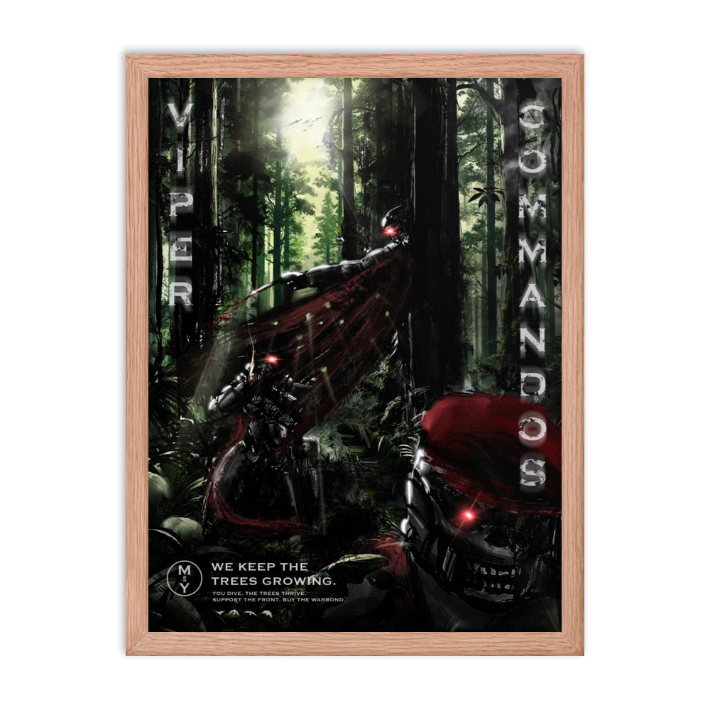 Viper Commandos - Framed Helldivers 2 Original Fan Illustration - 12x16, 18x24, Enhanced Matte Print in Ayous Wood Frame