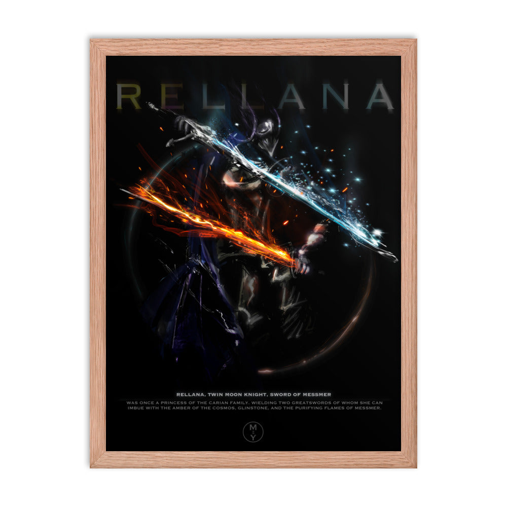 Remembrance Of Rellana, Twin Moon Knight - Original Elden Ring Fan Illustration - 12x16, 18x24, Enhanced Matte Print in Ayous Wood Frame