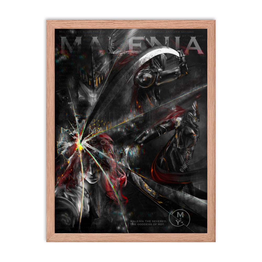 Remembrance Of Malenia, The Goddess Of Rot - Original Elden Ring Fan Illustration - 12x16, 18x24, Enhanced Matte Print in Ayous Wood Frame