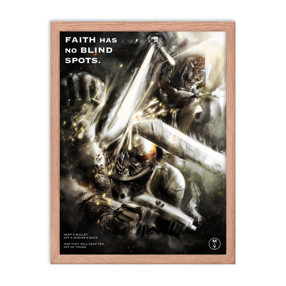 Brethren Faith - Framed WH40K Original Fan Illustration - 12x16, 18x24, Enhanced Matte Print in Ayous Wood Frame