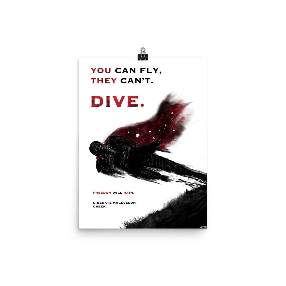 Dive - Helldivers 2 Original Fan Illustration - 12x16, 18x24, Enhanced Matte Print