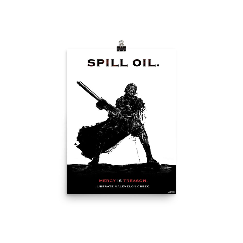 Spill Oil - Helldivers 2 Original Fan Illustration - 12x16, 18x24, Enhanced Matte Print