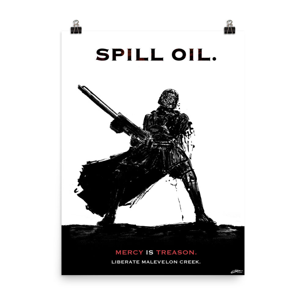 Spill Oil - Helldivers 2 Original Fan Illustration - 12x16, 18x24, Enhanced Matte Print