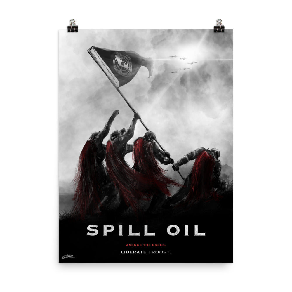 Liberate Troost, Spill Oil - Helldivers 2 Original Fan Illustration - 12x16, 18x24, Enhanced Matte Print