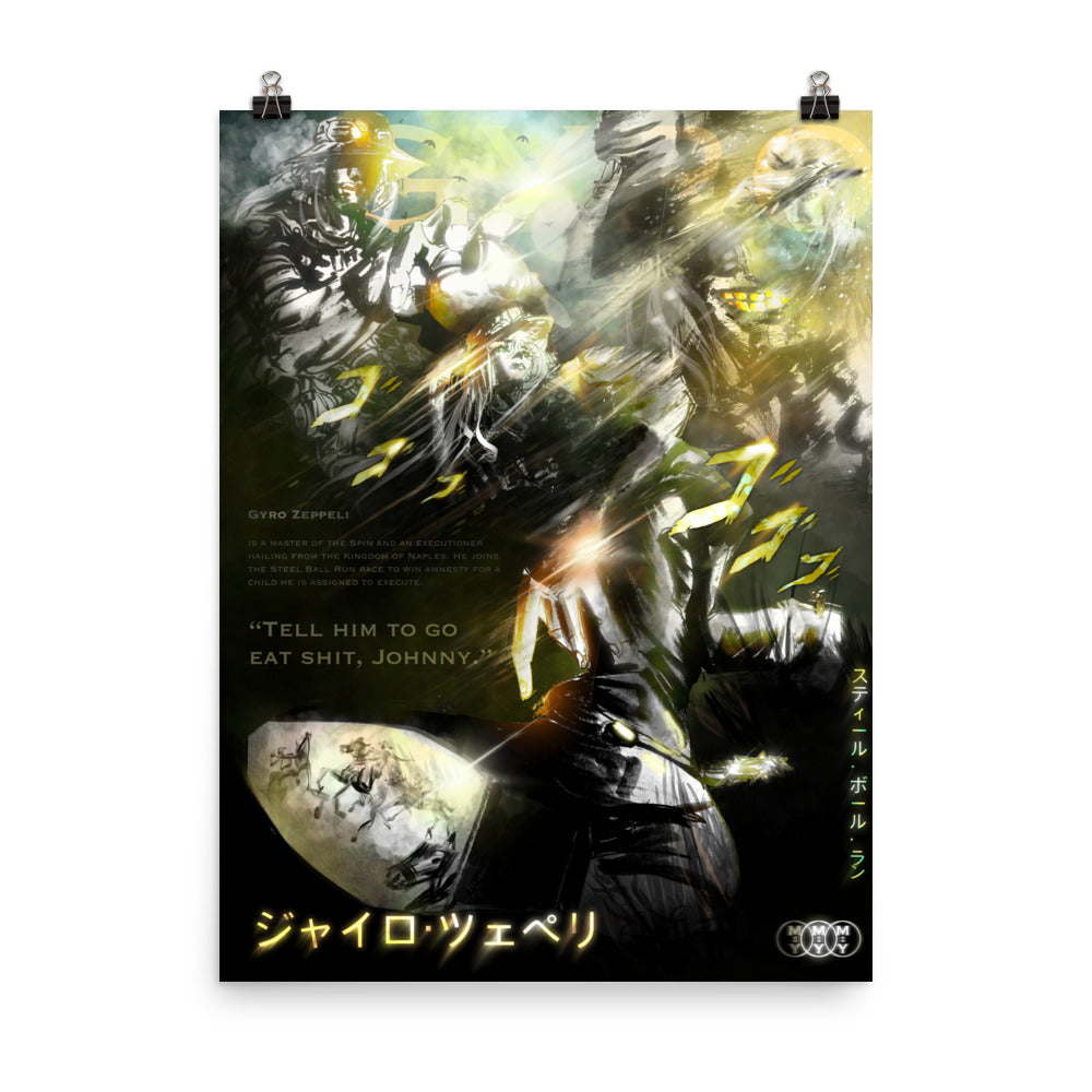 Memory Of Gyro Zeppeli - JJBA Original Fan Illustration - 12x16, 18x24, Enhanced Matte Print